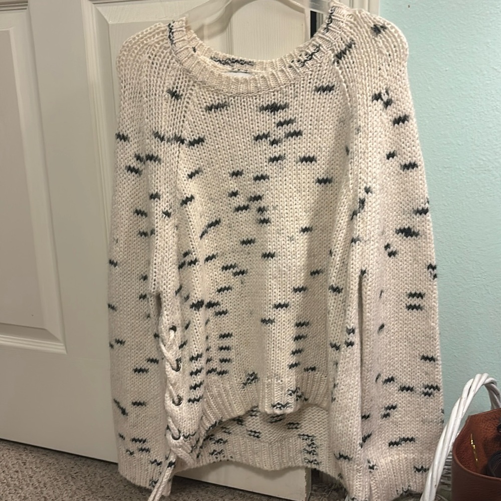 John+Jenn cream and black sweater